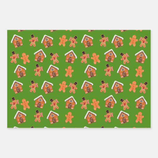 Gingerbread Huis en Mannen Kerstmis Inpakpapier Vel (Voorkant 2)