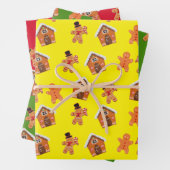 Gingerbread Huis en Mannen Kerstmis Inpakpapier Vel (In situ)