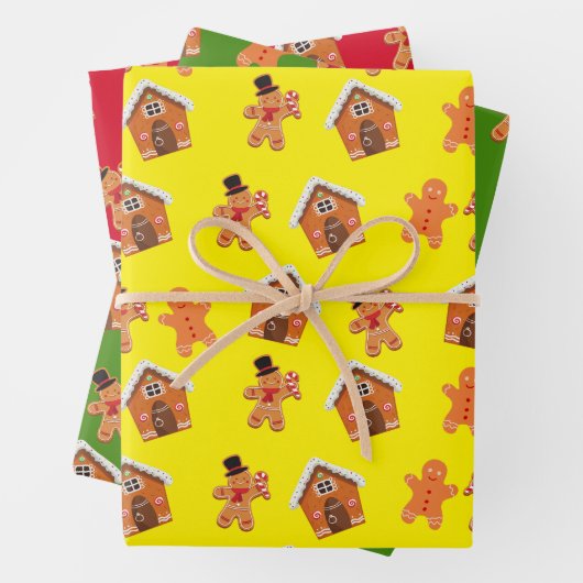 Gingerbread Huis en Mannen Kerstmis Inpakpapier Vel (In situ)