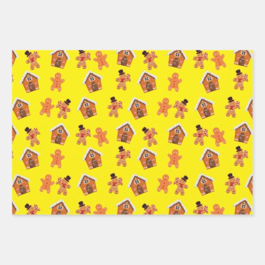 Gingerbread Huis en Mannen Kerstmis Inpakpapier Vel (Voorkant)