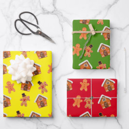 Gingerbread Huis en Mannen Kerstmis Inpakpapier Vel