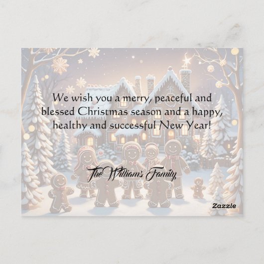 Gingerbread huis en schattige peperkoek familie briefkaart (Achterkant)