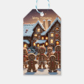 Gingerbread huis en schattige peperkoek familie cadeaulabel (Voorkant)