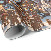 Gingerbread huis en schattige peperkoek familie cadeaupapier (Rol Hoek)