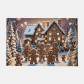 Gingerbread huis en schattige peperkoek familie deurmat (Voorkant)