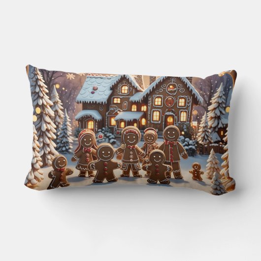 Gingerbread huis en schattige peperkoek familie kussen (Achterkant)