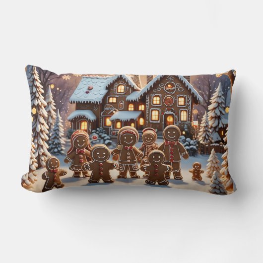 Gingerbread huis en schattige peperkoek familie kussen (Voorkant)