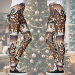 Gingerbread huis en schattige peperkoek familie, l leggings<br><div class="desc">Deze leuke leggings heeft een leuke kerstscène van een peperkoekhuis en peperkoekfamilie met vrienden. Leuke leggings voor het seizoen!</div>