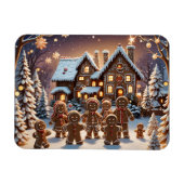 Gingerbread huis en schattige peperkoek familie magneet (Horizontaal)