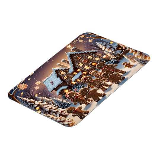 Gingerbread huis en schattige peperkoek familie magneet (Linkerzijde)