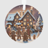 Gingerbread huis en schattige peperkoek familie ornament (achterkant)