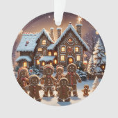 Gingerbread huis en schattige peperkoek familie ornament (voorkant)