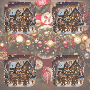 Gingerbread huis en schattige peperkoek familie papieren bordje