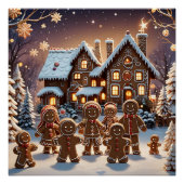 Gingerbread huis en schattige peperkoek familie perfect poster (Voorkant)