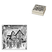 Gingerbread huis en schattige peperkoek familie rubberstempel (Gestempeld)