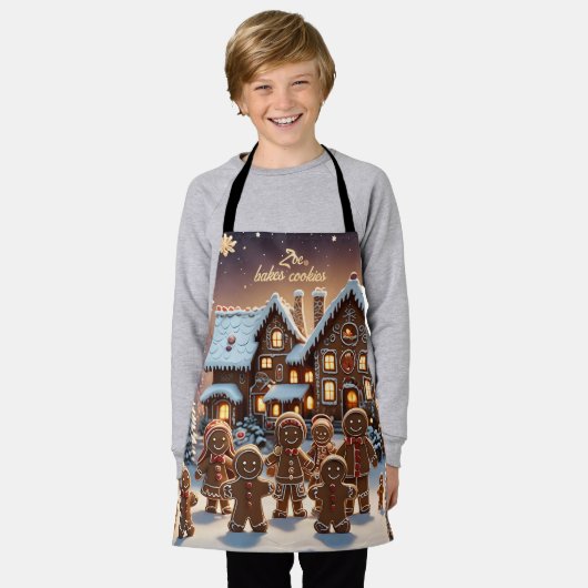 Gingerbread huis en schattige peperkoek familie schort (Gedragen)