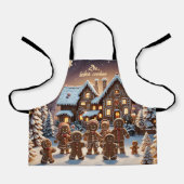 Gingerbread huis en schattige peperkoek familie schort (Voorkant)