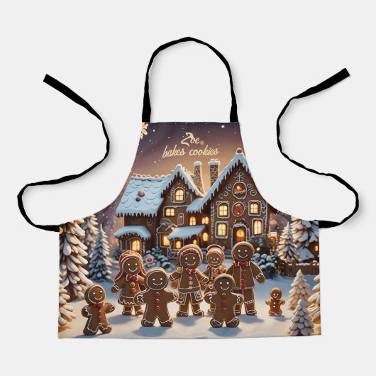 Gingerbread huis en schattige peperkoek familie schort (Voorkant)