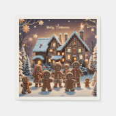Gingerbread huis en schattige peperkoek familie servet (Voorkant)
