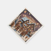 Gingerbread huis en schattige peperkoek familie servet (Hoek)