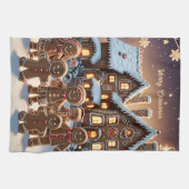 Gingerbread huis en schattige peperkoek familie theedoek (Horizontaal)