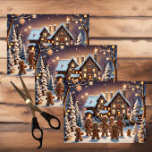 Gingerbread huis en schattige peperkoek familie tissuepapier