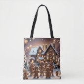Gingerbread huis en schattige peperkoek familie tote bag (Voorkant)