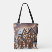 Gingerbread huis en schattige peperkoek familie tote bag (Achterkant)