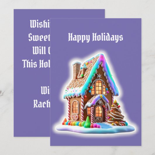 Gingerbread Huis Groet Feestdagenkaart (Voorkant / Achterkant)