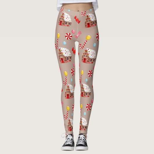 Gingerbread huis Kerst Leggings (Voorkant)
