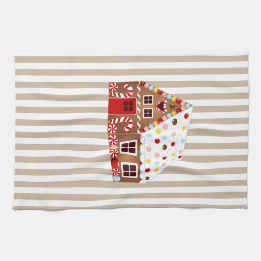 Gingerbread Huis keukenhanddoek (Horizontaal)