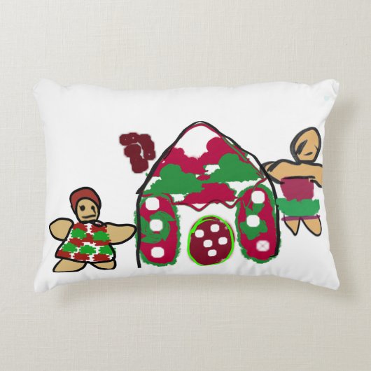 Gingerbread huis kunst plezier accent kussen (Voorkant)