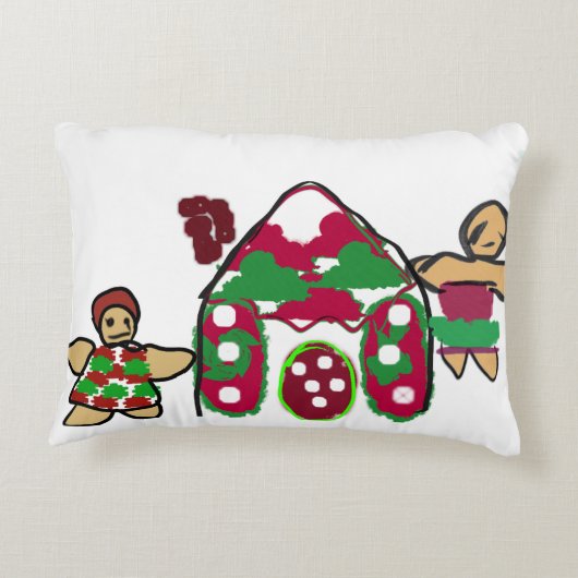 Gingerbread huis kunst plezier accent kussen (Achterkant)
