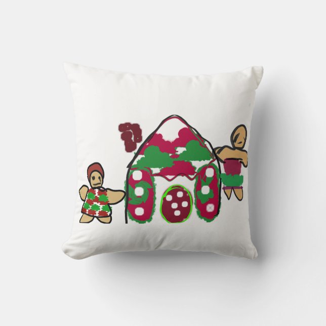 Gingerbread huis kunst plezier kussen (Voorkant)