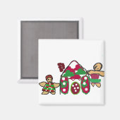 Gingerbread huis kunst plezier magneet (Voorkant / Achterkant)