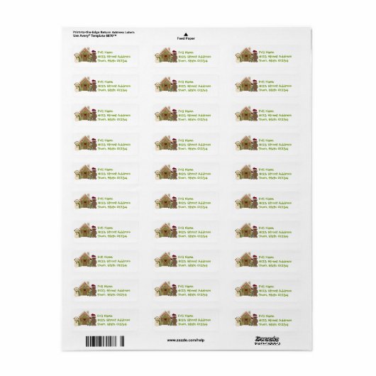Gingerbread Huis Mailing Labels (Full Sheet)