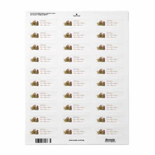 Gingerbread Huis Mailing Labels (Full Sheet)
