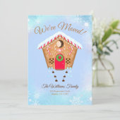 Gingerbread huis met chocolade kussen verplaatsen aankondiging (Staand voorkant)