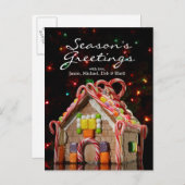 Gingerbread huis met kerstverlichting feestdagenkaart (Voorkant / Achterkant)