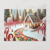Gingerbread huis met snoepstokken briefkaart (Voorkant)
