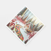 Gingerbread huis met snoepstokken servet (Hoek)