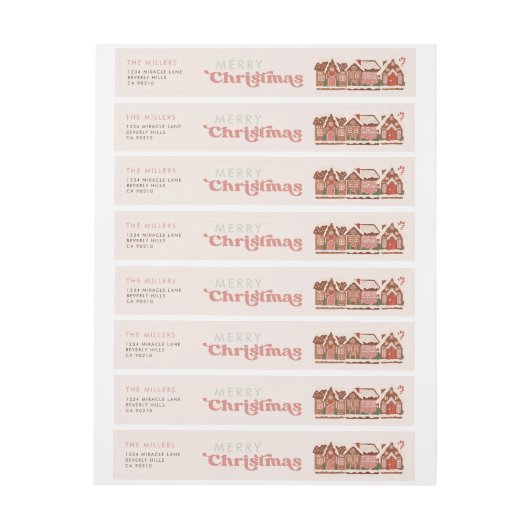 Gingerbread Huis Modern Vrolijk Kerstfeest Adreslabel Wikkel (Vel)