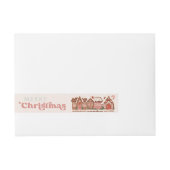 Gingerbread Huis Modern Vrolijk Kerstfeest Adreslabel Wikkel (Voorkant)