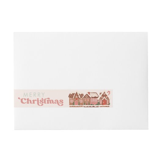 Gingerbread Huis Modern Vrolijk Kerstfeest Adreslabel Wikkel (Voorkant)