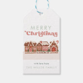 Gingerbread Huis Modern Vrolijk Kerstfeest Cadeaulabel (Voorkant)