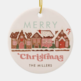 Gingerbread Huis Modern Vrolijk Kerstfeest Keramisch Ornament