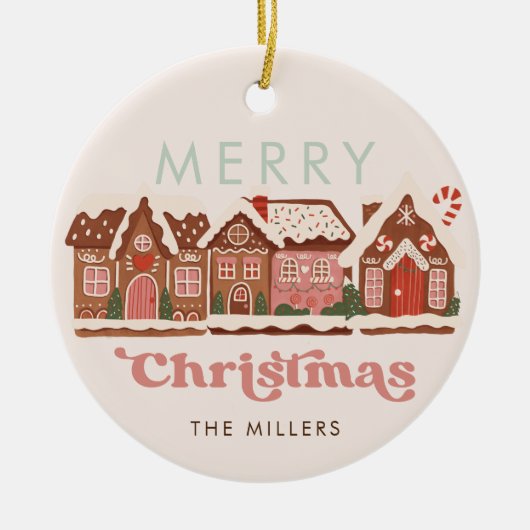 Gingerbread Huis Modern Vrolijk Kerstfeest Keramisch Ornament (Voorkant)