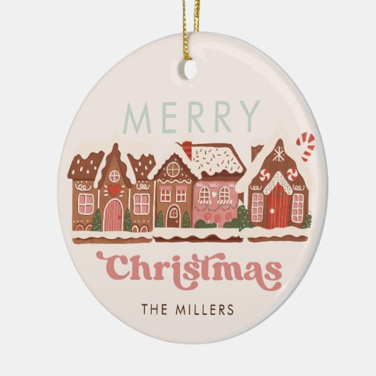 Gingerbread Huis Modern Vrolijk Kerstfeest Keramisch Ornament (Links)