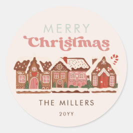 Gingerbread Huis Modern Vrolijk Kerstfeest Ronde Sticker