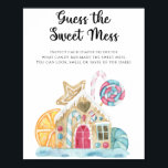 Gingerbread huis - raad de zoete puinhoop poster<br><div class="desc">Waterverf peperkoek huis. Uitnodiging baby shower kerstfeest. Versier het peperkoekhuis met kerst snoepjes,  snoepriet,  sinaasappel plak en peperkoekjes. Overeenkomende objecten beschikbaar.</div>